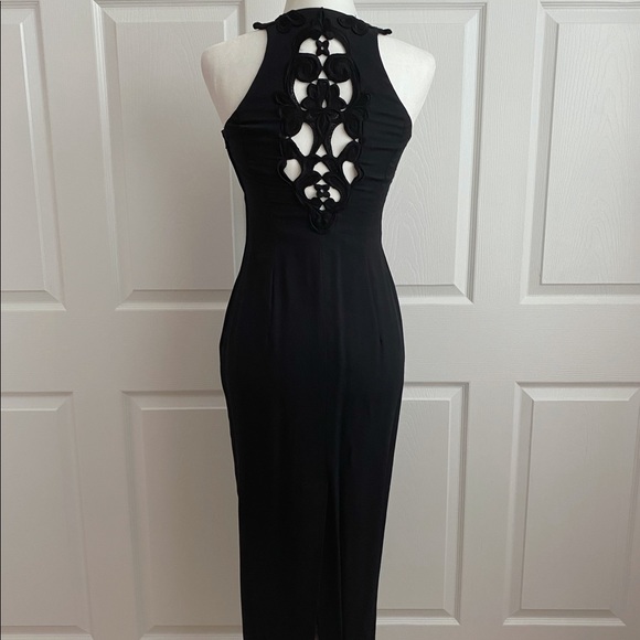 Gunne Sax Black Brocade Evening Gown Prom Dress - Picture 8 of 8